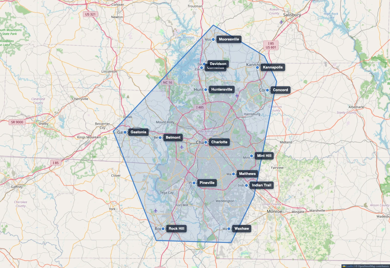 Rhino Concrete service area: Charlotte and the surrounding metro, including Huntersville, Concord, Mooresville, Matthews, Gastonia, Rock Hill and more